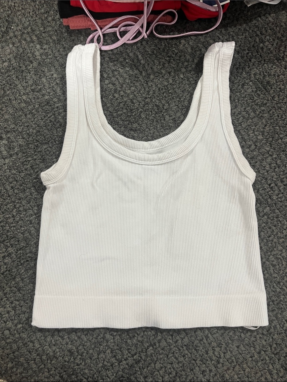 White Ribbed Scoop Neck Tank Top - Women